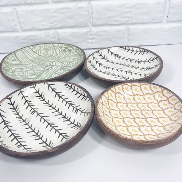 CHAD BARNETT Enameled Acacia Wood Bowls | Set of 4 - Picture 3 of 9